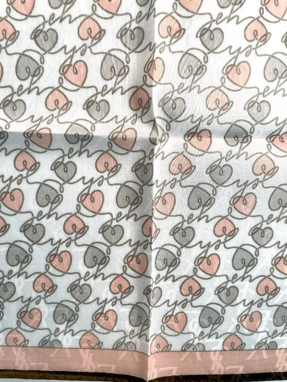 Vintage NWT Yves Saint Laurent Hearts Logo Cotton Scarf